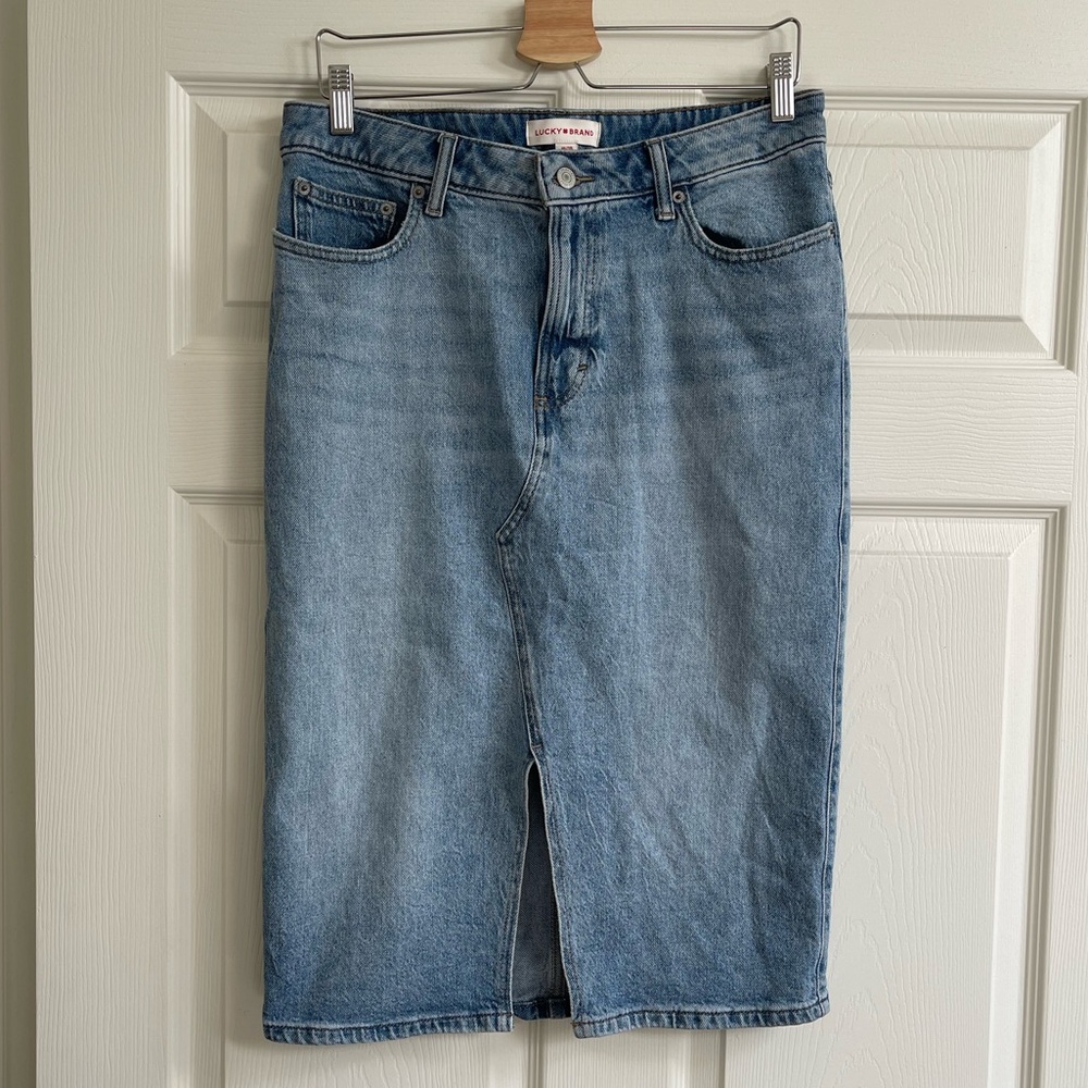 Lucky Brand Blue Denim Midi Skirt
